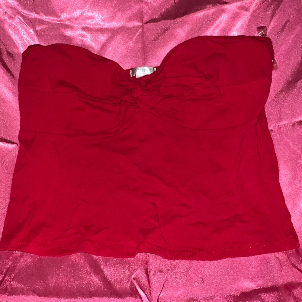 Bozzolo Red Sleeveless Bustier Crop Top